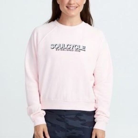 NWT Soulcycle‎ Branded Crop Crewneck Dusty Mauve Women’s Size Large - Picture 1 of 8